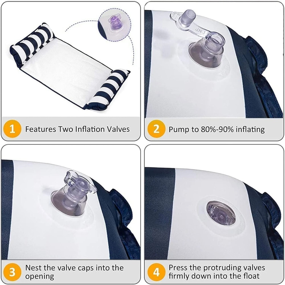 Inflatable Floating Hammock Lounge Chair Comfortable Beach Water Bed For Pool Swimming Relaxing 3