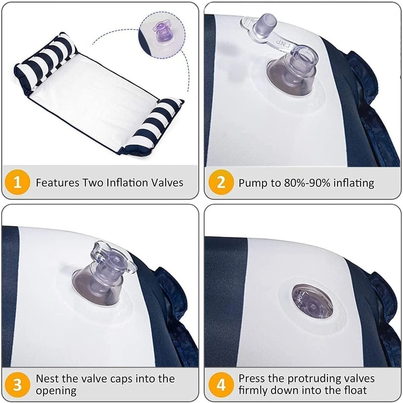 Inflatable Floating Hammock Lounge Chair Comfortable Beach Water Bed For Pool Swimming Relaxing 3