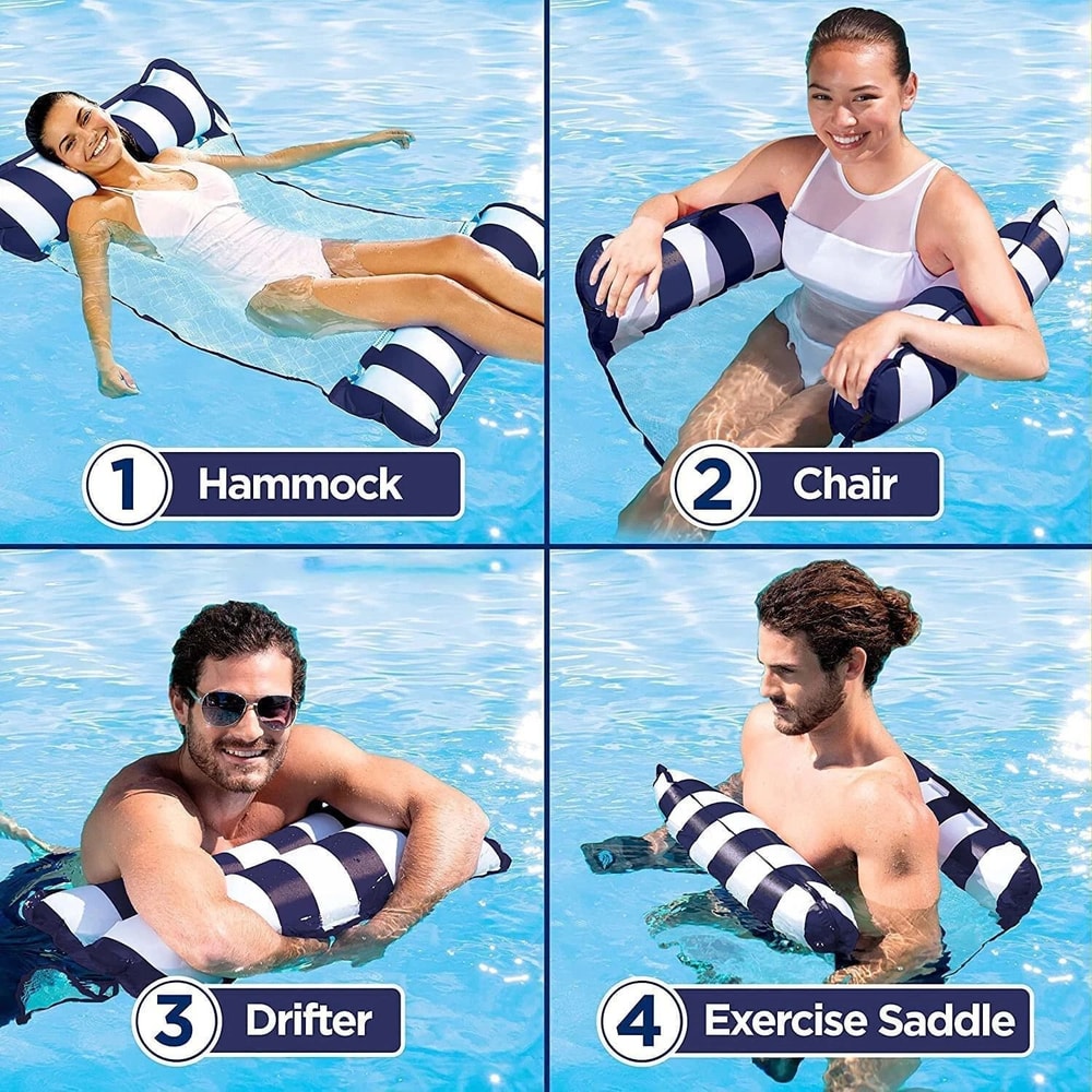 Inflatable Floating Hammock Lounge Chair Comfortable Beach Water Bed For Pool Swimming Relaxing 4