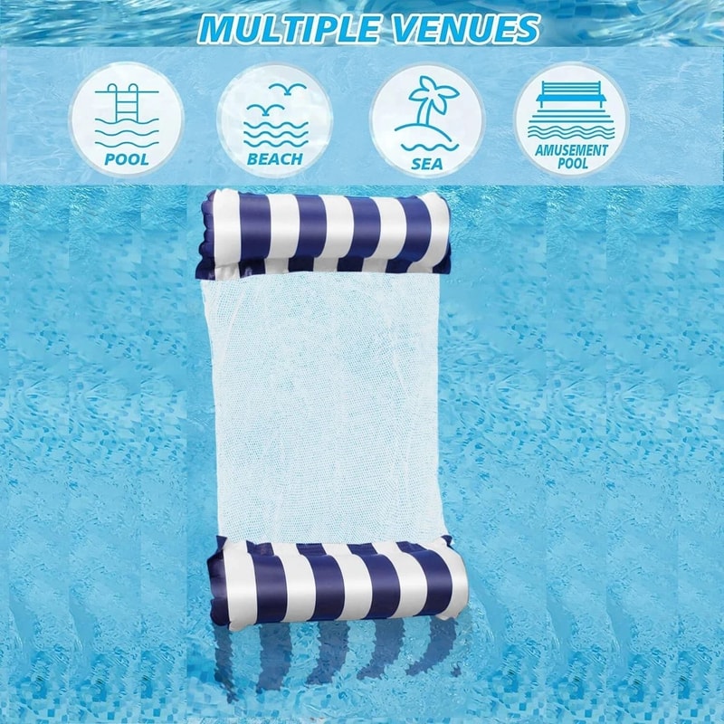 Inflatable Floating Hammock Lounge Chair Comfortable Beach Water Bed For Pool Swimming Relaxing 5