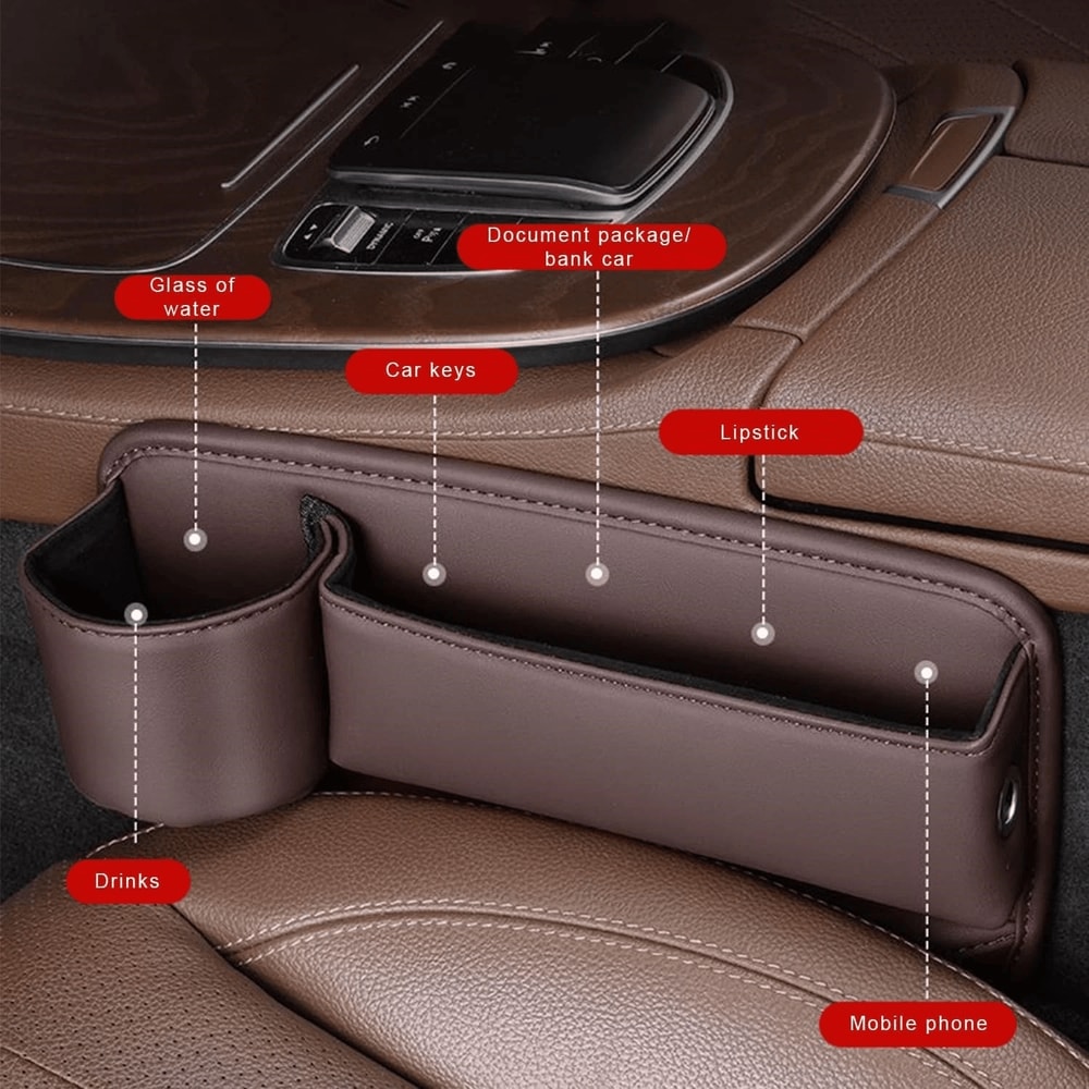 Car Seat Gap Organizer PU Box Storage For Cups Essentials 1