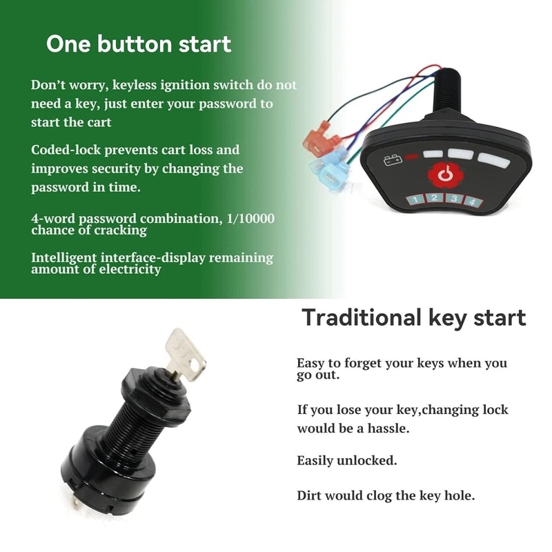 Golf Cart Keyless Ignition Switch For EZGO Club Car Yamaha 36V 48V Compatibility 4