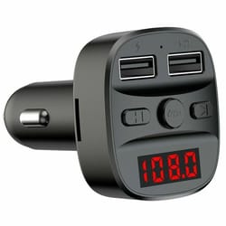 dual usb car charger with bluetooth & handsfree fm transmitter