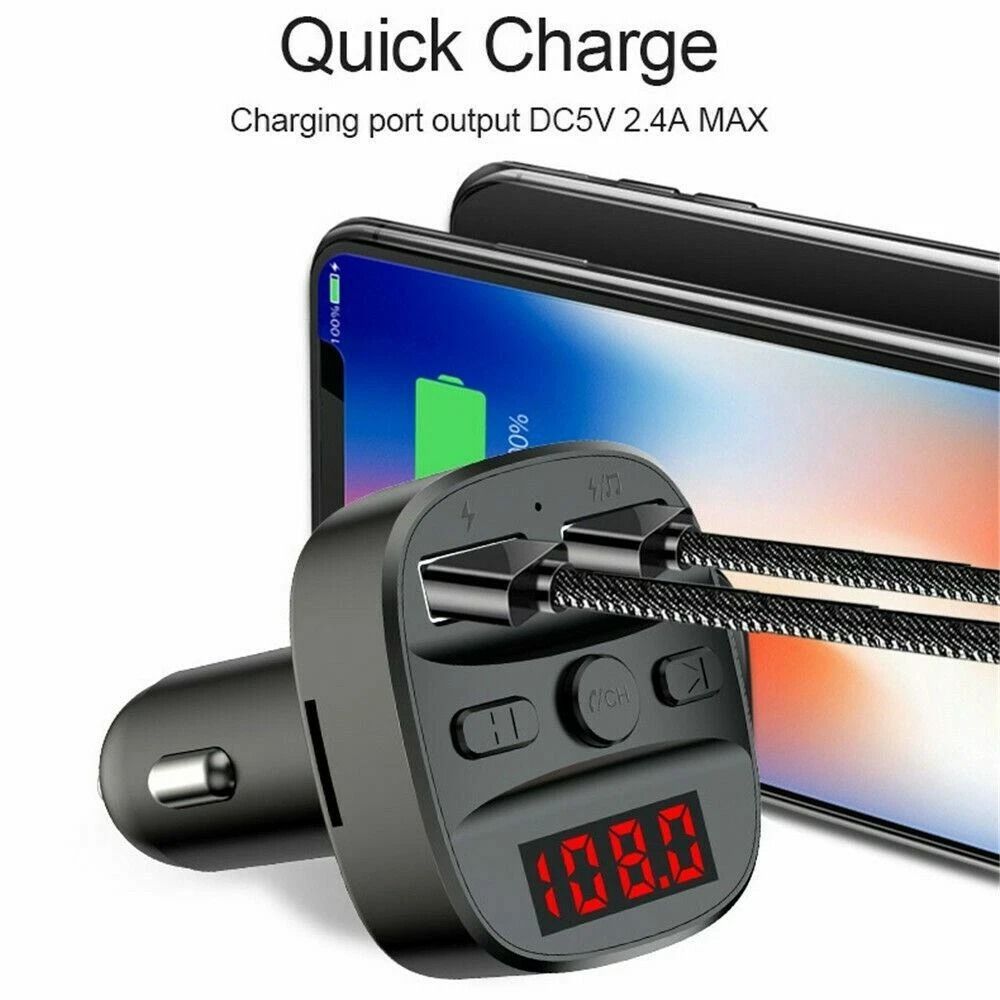 Dual USB Car Charger With Bluetooth Handsfree FM Transmitter 3