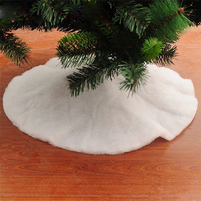 White Plush Xmas Tree Skirt Faux Fur Carpet Festive Christmas Decoration For Your Tree 3