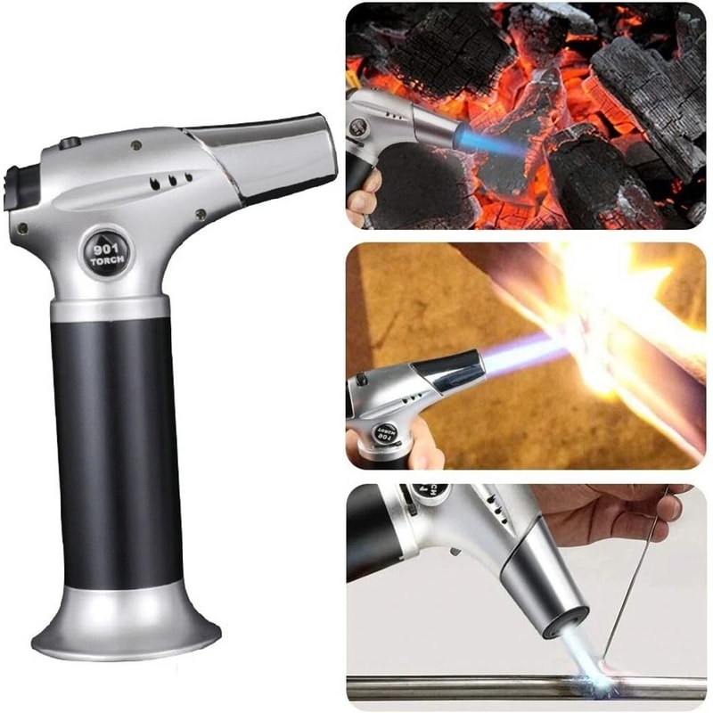 Butane Torch Lighter Adjustable Flame Windproof Refillable Gas Perfect For Welding Outdoor Use 3