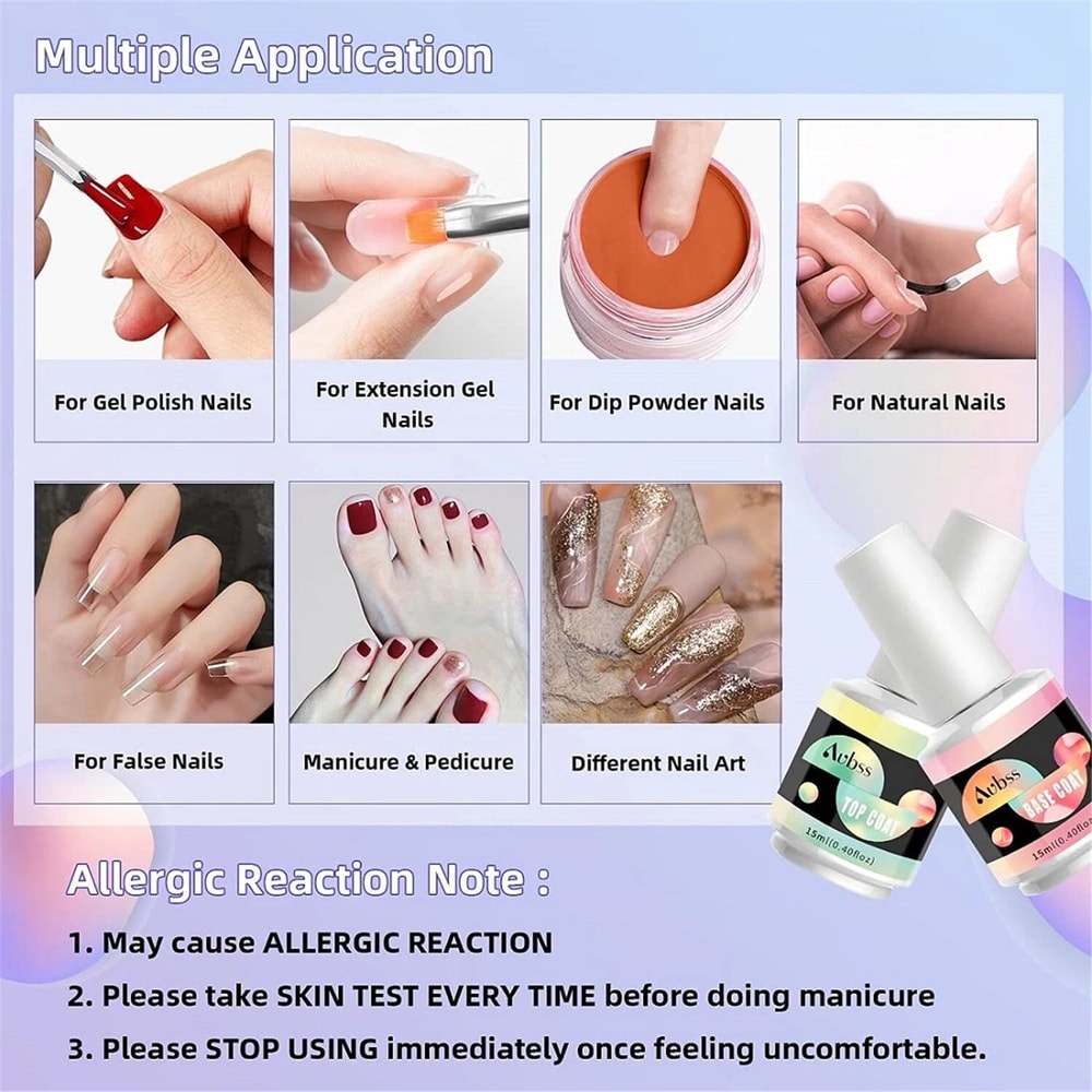 No Wipe Gel Top Coat Base Coat Long Lasting LED Nail Art Kit For DIY Designs 1