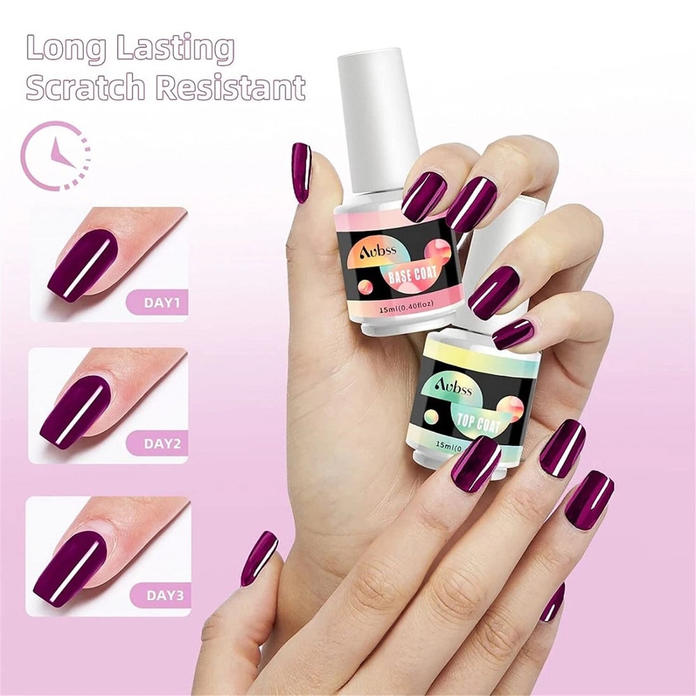 No Wipe Gel Top Coat Base Coat Long Lasting LED Nail Art Kit For DIY Designs 4