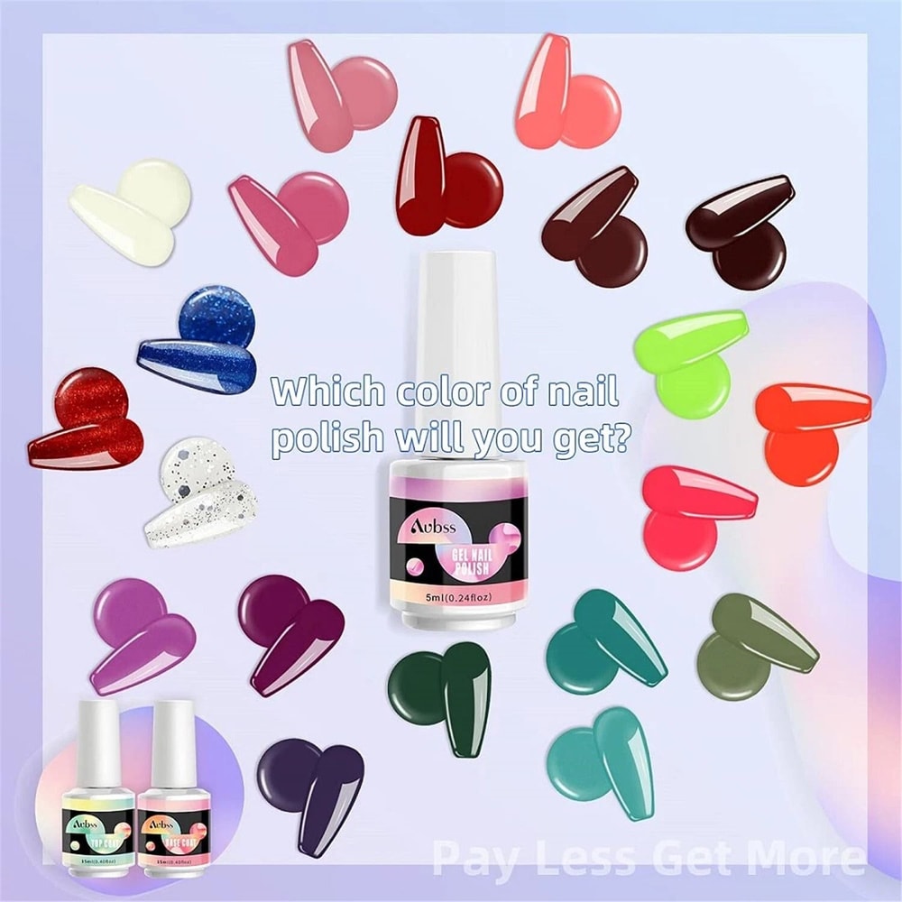 No Wipe Gel Top Coat Base Coat Long Lasting LED Nail Art Kit For DIY Designs 6