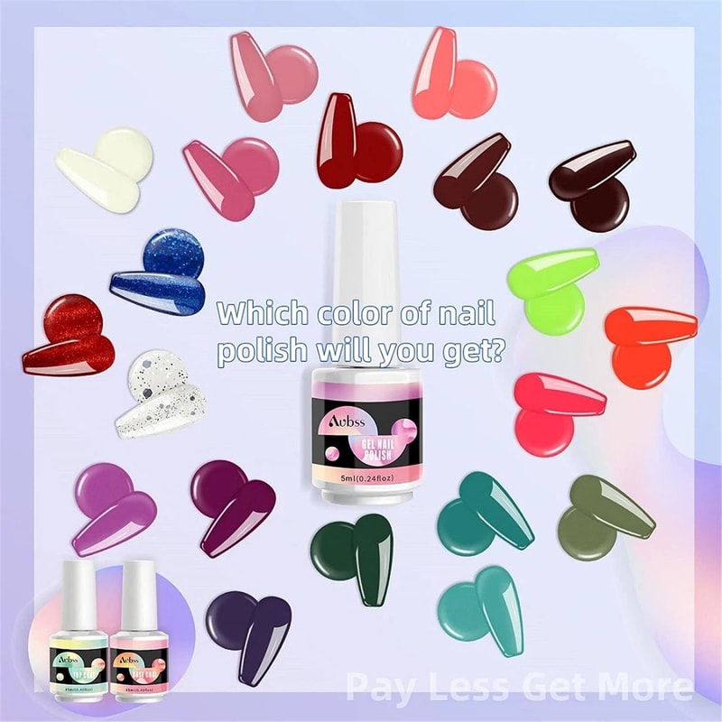 No Wipe Gel Top Coat Base Coat Long Lasting LED Nail Art Kit For DIY Designs 6