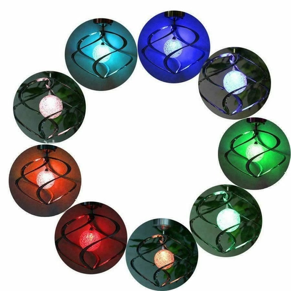 Solar Powered Color Changing Spiral Wind Spinner With LED Light Wind Chimes For Yard Decor 5