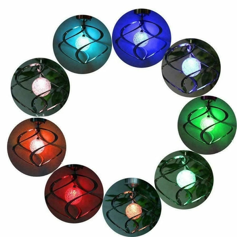 Solar Powered Color Changing Spiral Wind Spinner With LED Light Wind Chimes For Yard Decor 5