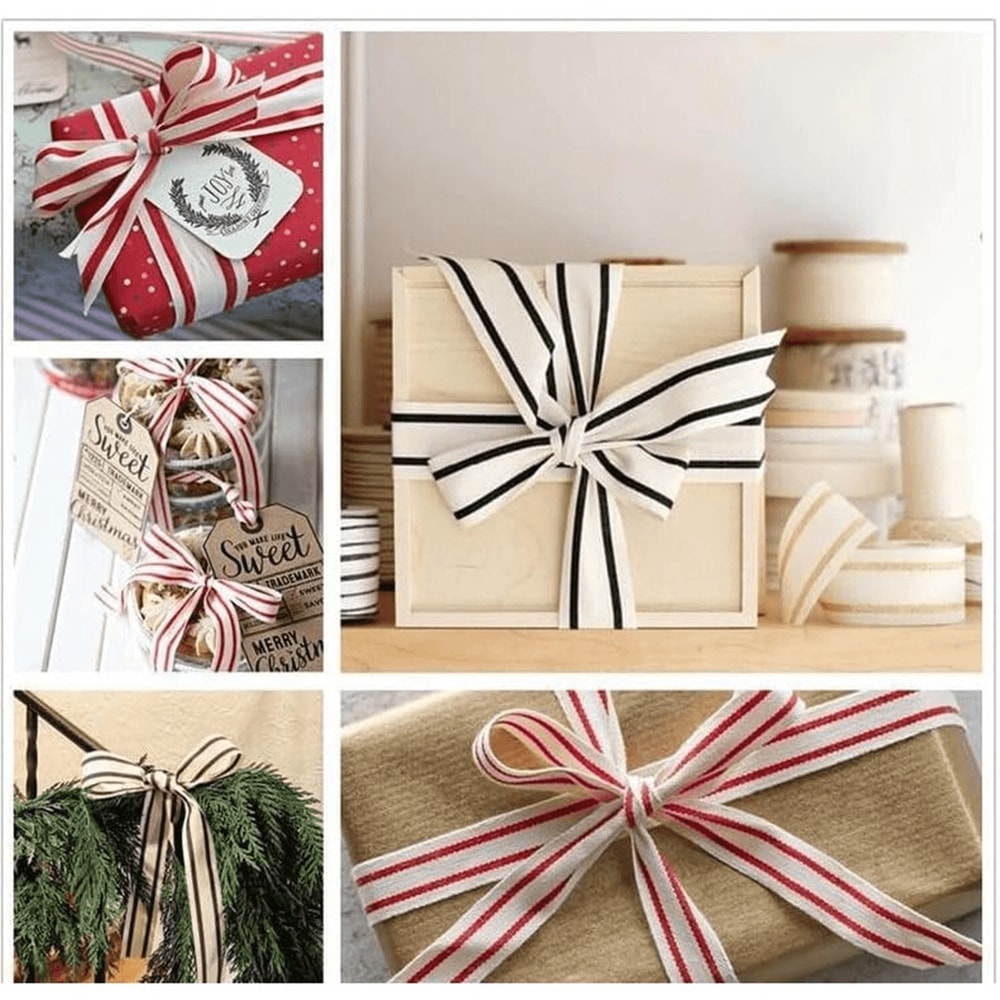 Natural Cotton Striped Ribbon Elegant Ivory Grosgrain For Crafting And Decoration 2