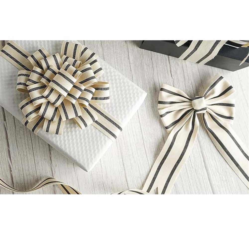 Natural Cotton Striped Ribbon Elegant Ivory Grosgrain For Crafting And Decoration 3