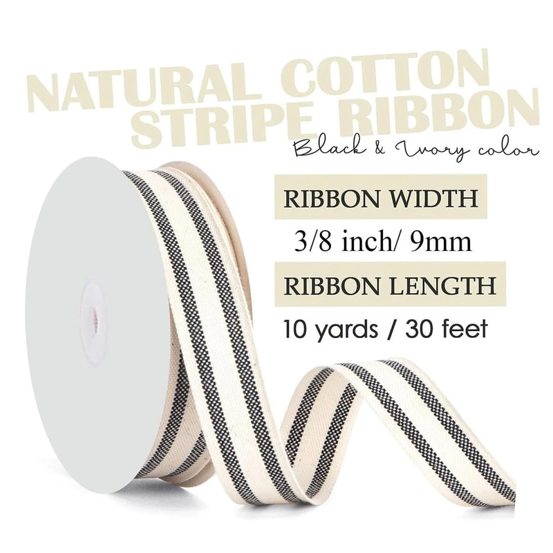Natural Cotton Striped Ribbon Elegant Ivory Grosgrain For Crafting And Decoration 4