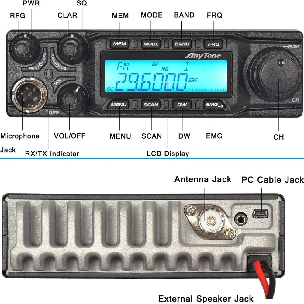 AnyTone 10Meter Mobile Radio Transceiver Power High Performance 2