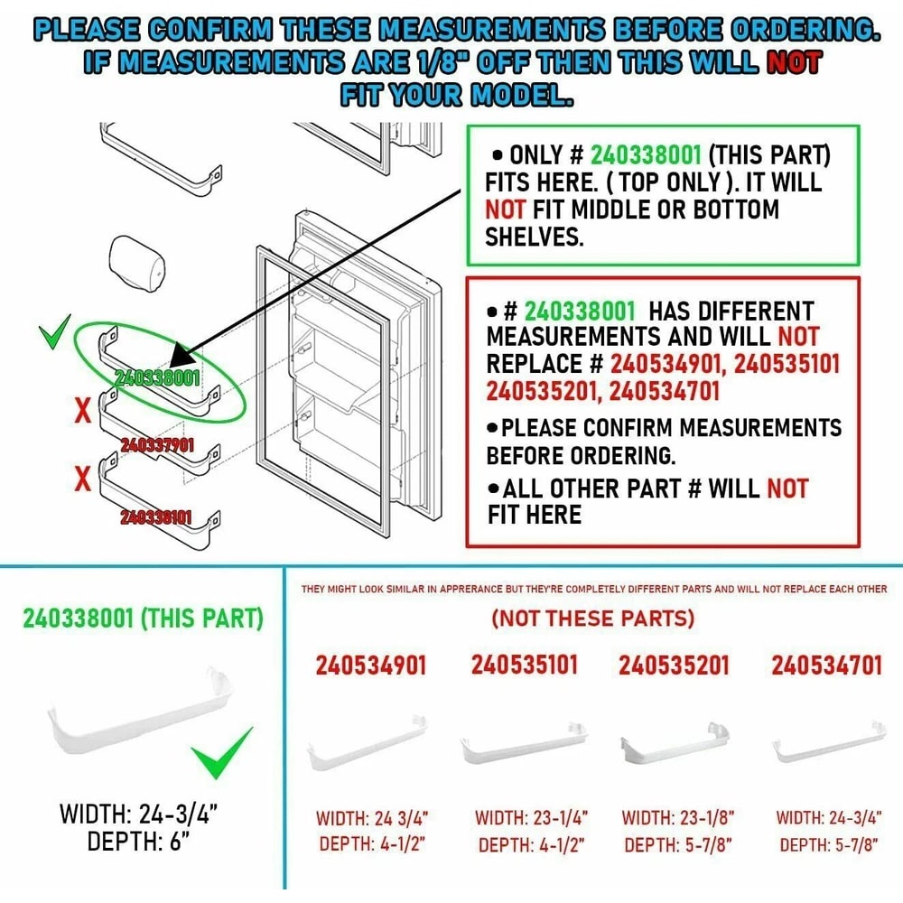 Top Door Bin Shelf For Frigidaire And Kenmore Refrigerators Durable Replacement 1