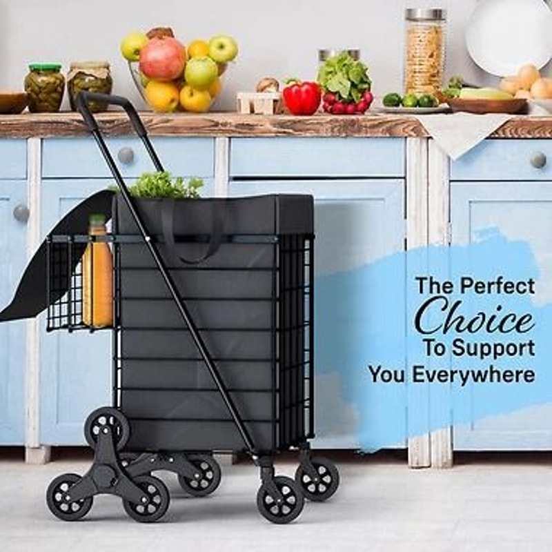 Heavy Duty Folding Shopping Cart With Double Baskets For Easy Transport 2