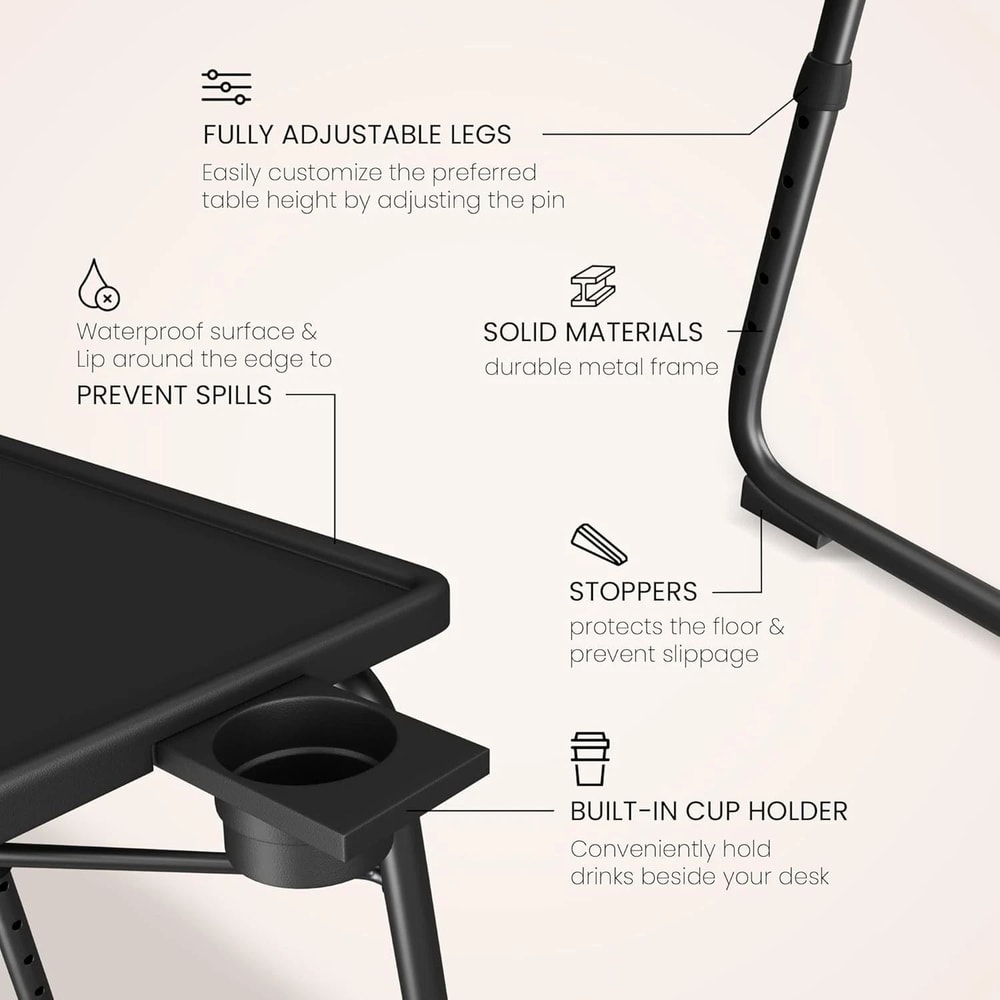 Adjustable TV Tray Table Portable Folding Laptop Desk Sofa Tray For Dining Work 6