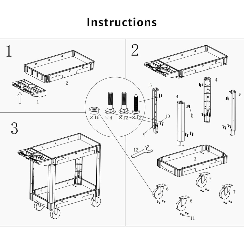 Heavy Duty Utility Cart With Shelves Capacity Swivel Wheels Durable Multi Purpose Cart For Home Of 2
