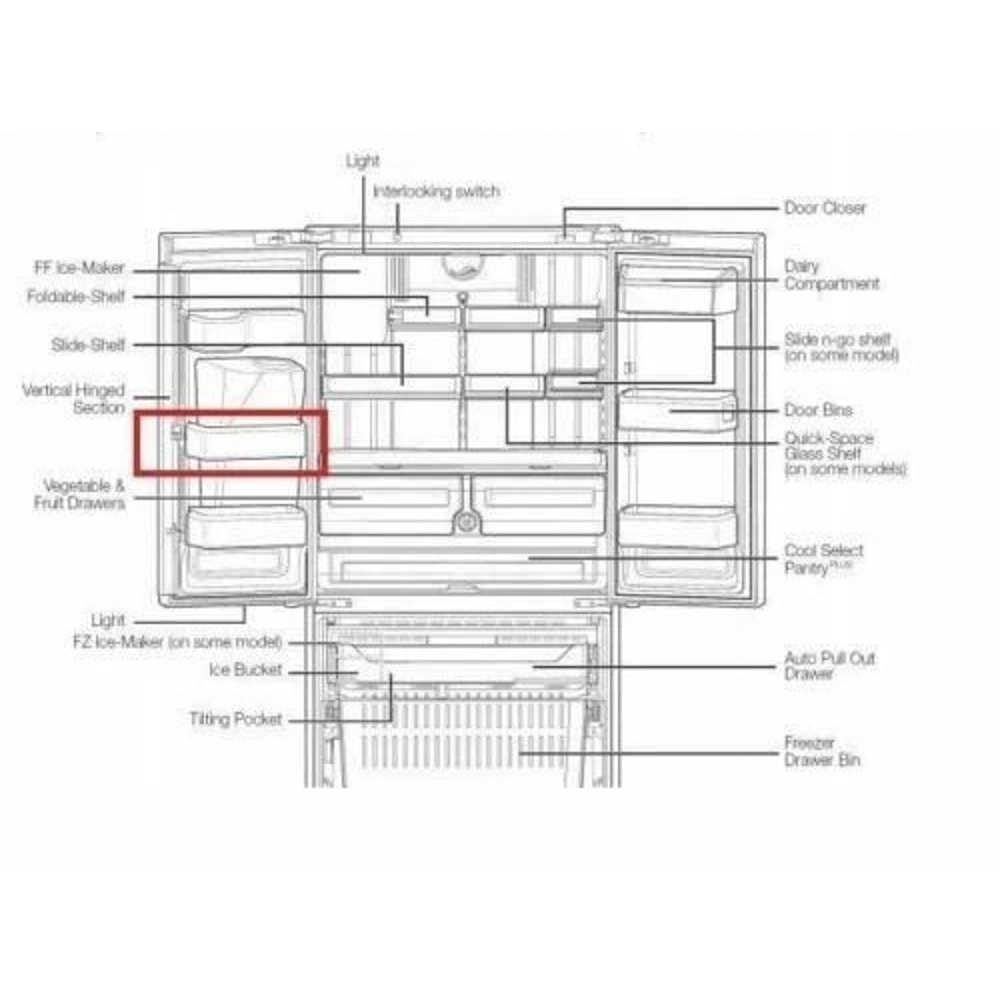Samsung Refrigerator Door Bin Replacement Left Middle Shelf Storage 4