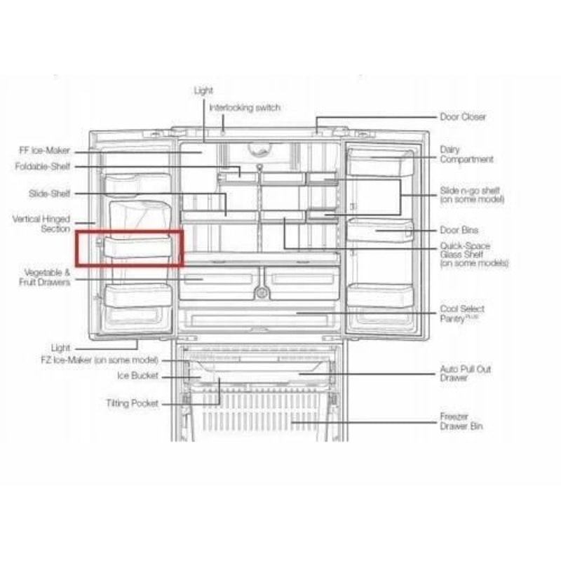 Samsung Refrigerator Door Bin Replacement Left Middle Shelf Storage 4
