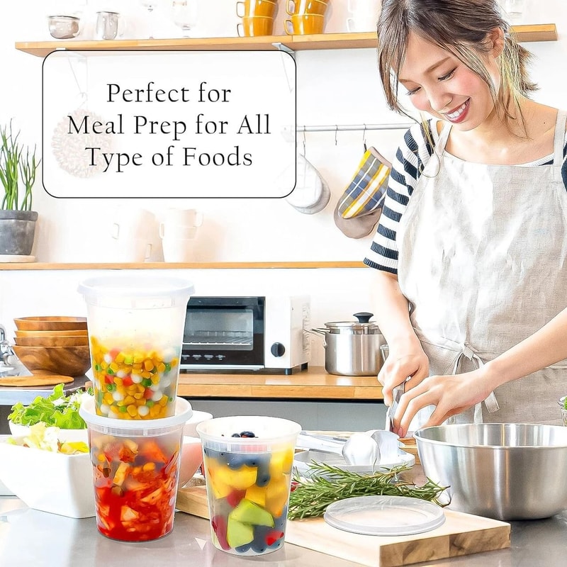 BPA Free Heavy Duty Round Deli Food Containers With Lids Ideal For Soup Meal Prep 1