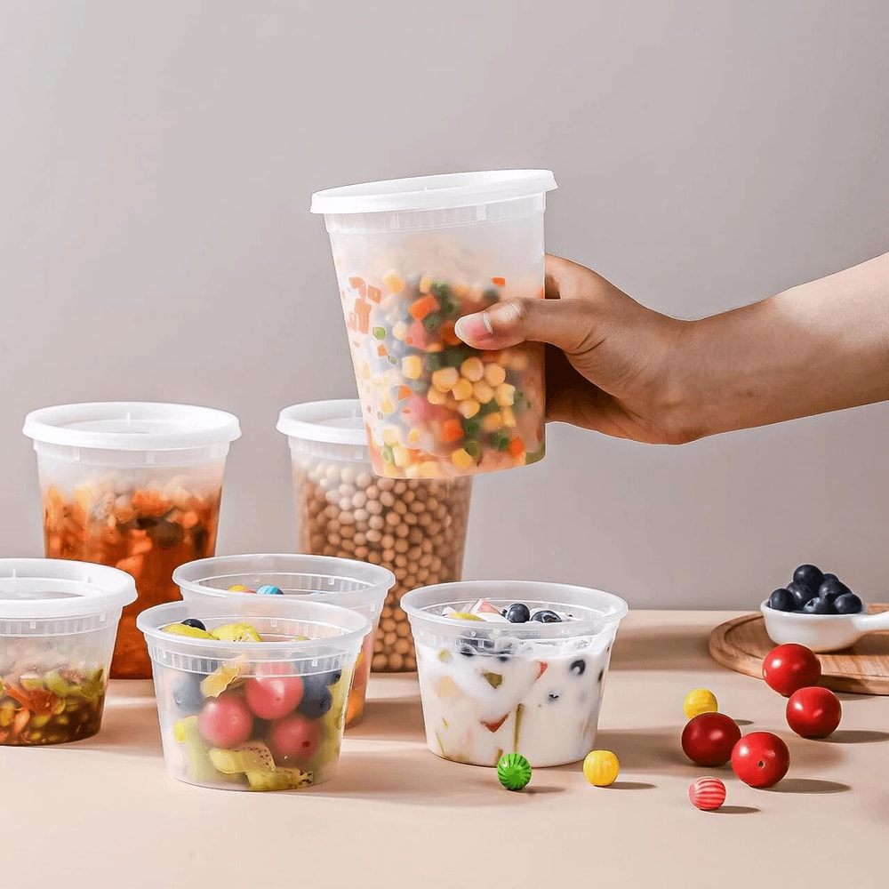 BPA Free Heavy Duty Round Deli Food Containers With Lids Ideal For Soup Meal Prep 4