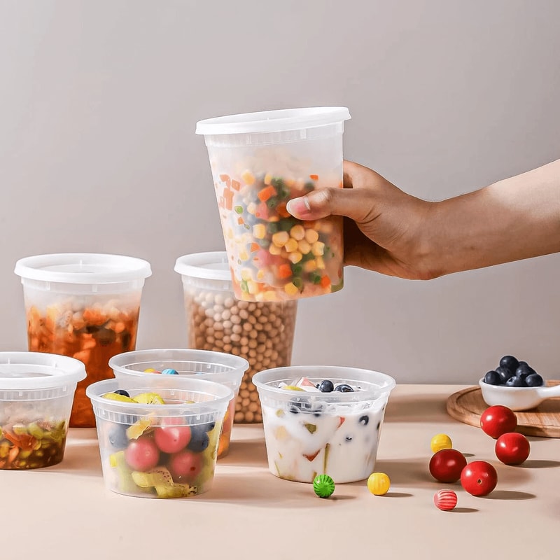 BPA Free Heavy Duty Round Deli Food Containers With Lids Ideal For Soup Meal Prep 4