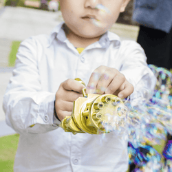 outdoor gatling bubble machine automatic 8 hole bubble maker gold gun, perfect for outdoor fun