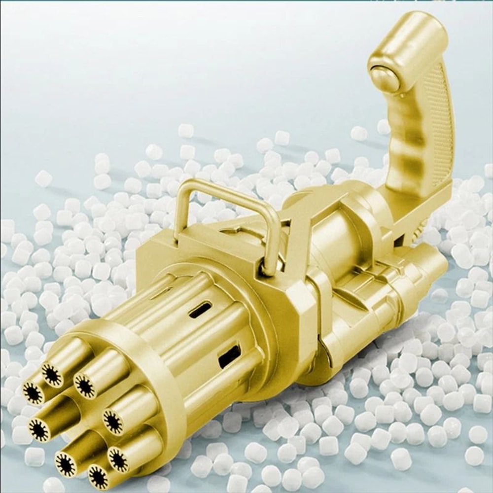 Outdoor Gatling Bubble Machine Automatic 8 Hole Bubble Maker Gold Gun Perfect For Outdoor Fun 3