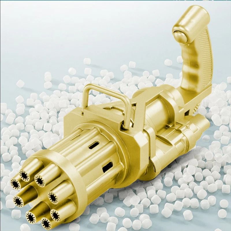 Outdoor Gatling Bubble Machine Automatic 8 Hole Bubble Maker Gold Gun Perfect For Outdoor Fun 3
