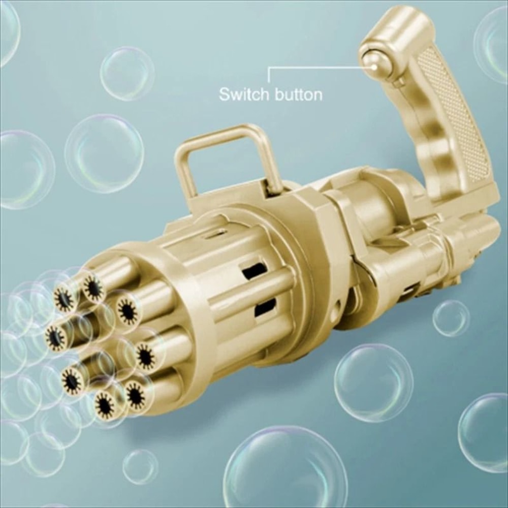 Outdoor Gatling Bubble Machine Automatic 8 Hole Bubble Maker Gold Gun Perfect For Outdoor Fun 4