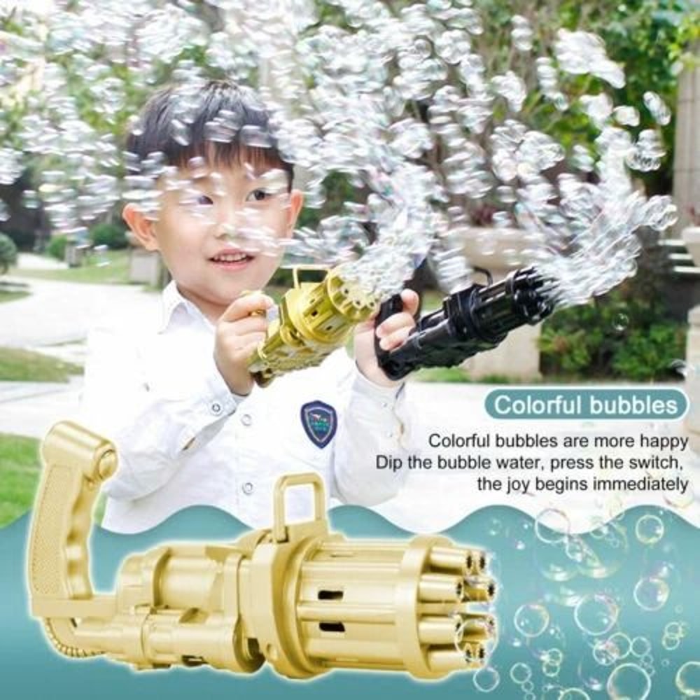 Outdoor Gatling Bubble Machine Automatic 8 Hole Bubble Maker Gold Gun Perfect For Outdoor Fun 6