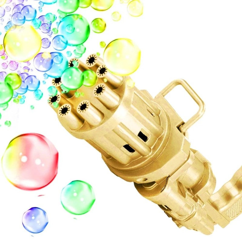 Outdoor Gatling Bubble Machine Automatic 8 Hole Bubble Maker Gold Gun Perfect For Outdoor Fun 7