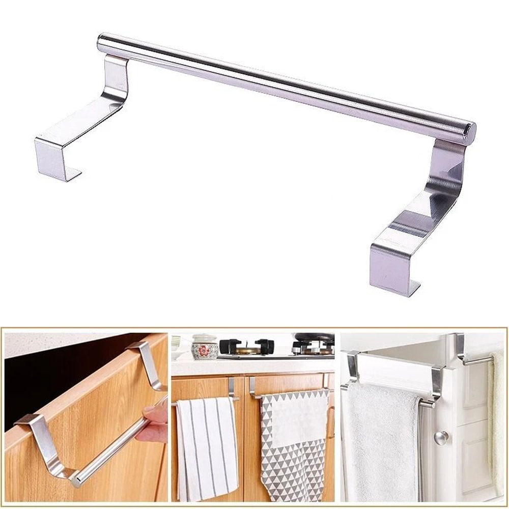 Stainless Steel Towel Rack For Kitchen Cupboard Doors Over The Door Towel Holder 11