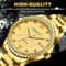 Luxury Gold Tone Stainless Steel Quartz Watch For Men Classic Business Wristwatch 2