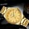 Luxury Gold Tone Stainless Steel Quartz Watch For Men Classic Business Wristwatch 6