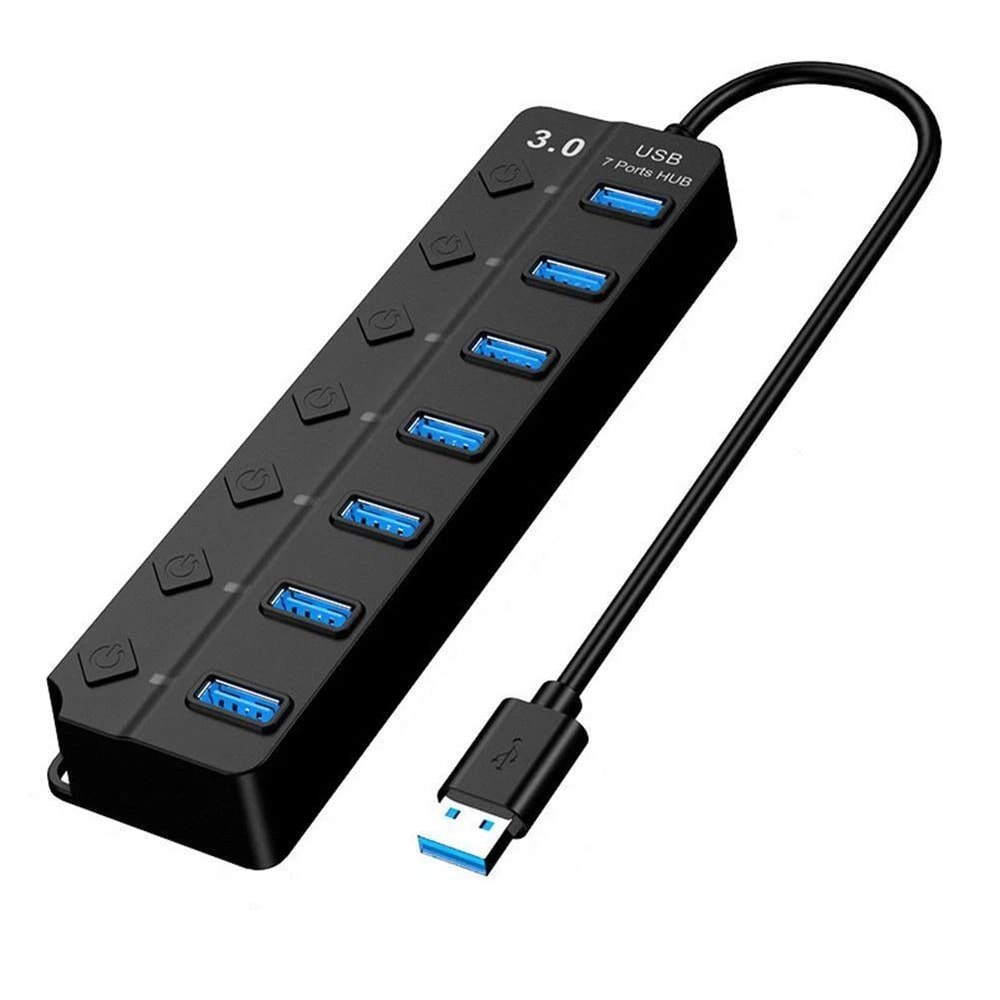 7 Port USB Hub Splitter Adapter High Speed Charging For PC Laptop Mac 8