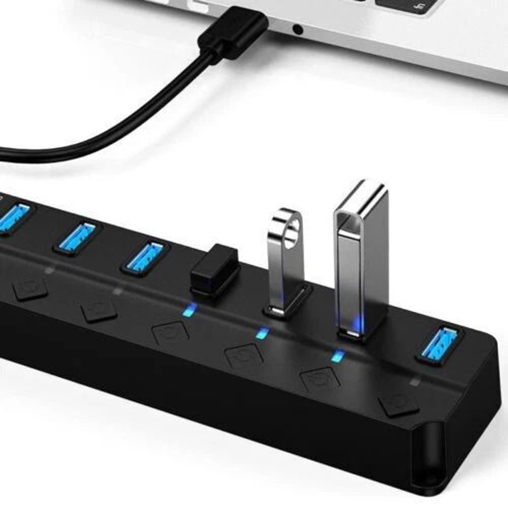 7 Port USB Hub Splitter Adapter High Speed Charging For PC Laptop Mac 4