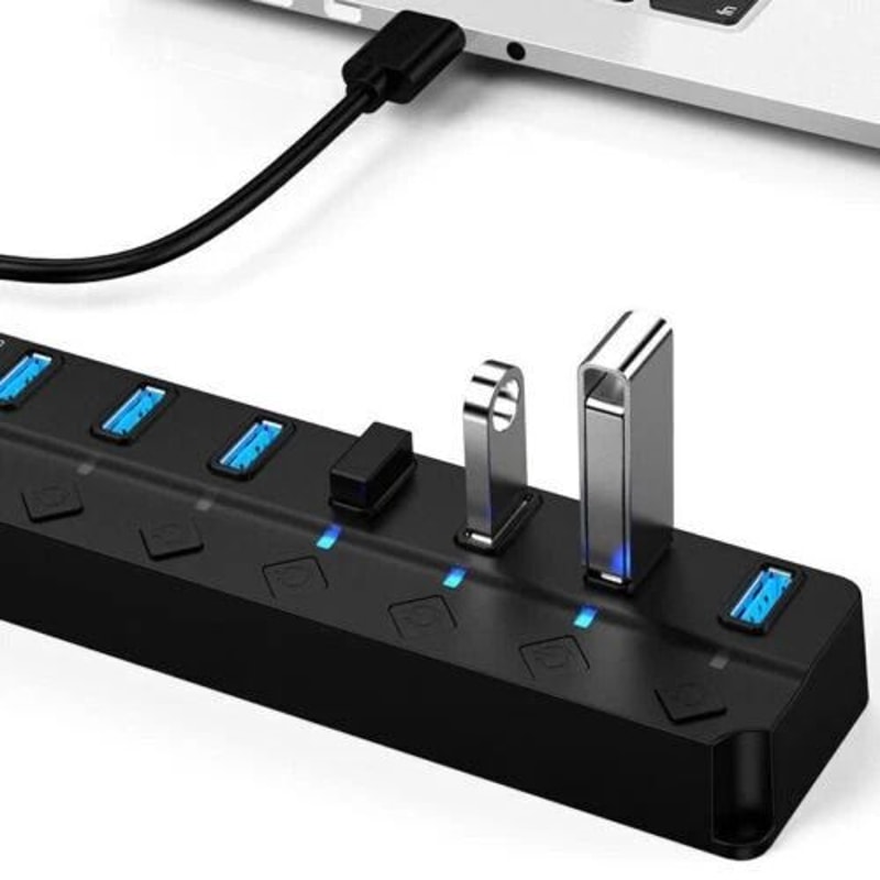 7 Port USB Hub Splitter Adapter High Speed Charging For PC Laptop Mac 4