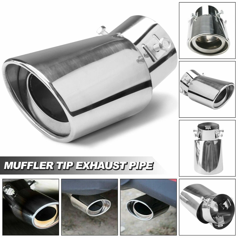 Chrome Stainless Steel Rear Exhaust Pipe Tail Muffler Tip Stylish Car Tailpipe Cover 5