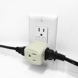 3 outlet indoor ac power adapter grounded 3-prong wall tap | ul listed, grey