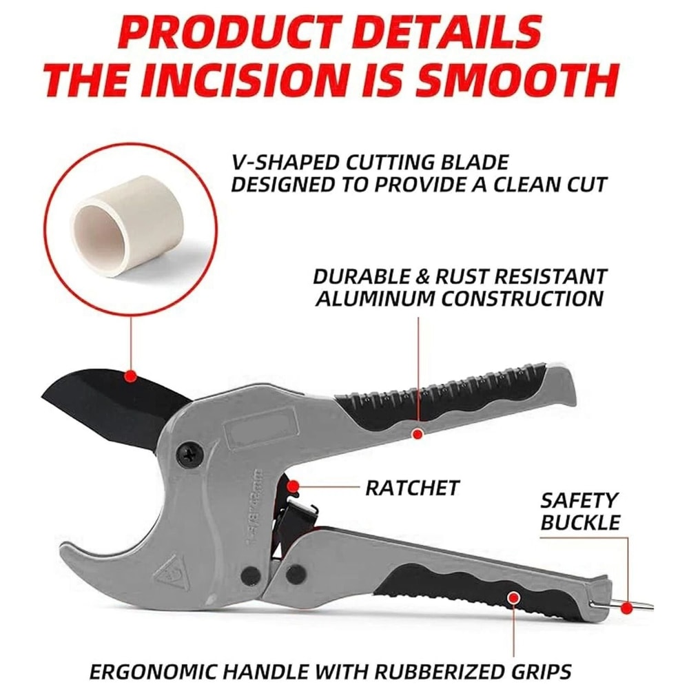 Ratcheting Pipe Cutter With Carbon Steel Blade For PVC And PEX Pipes 2
