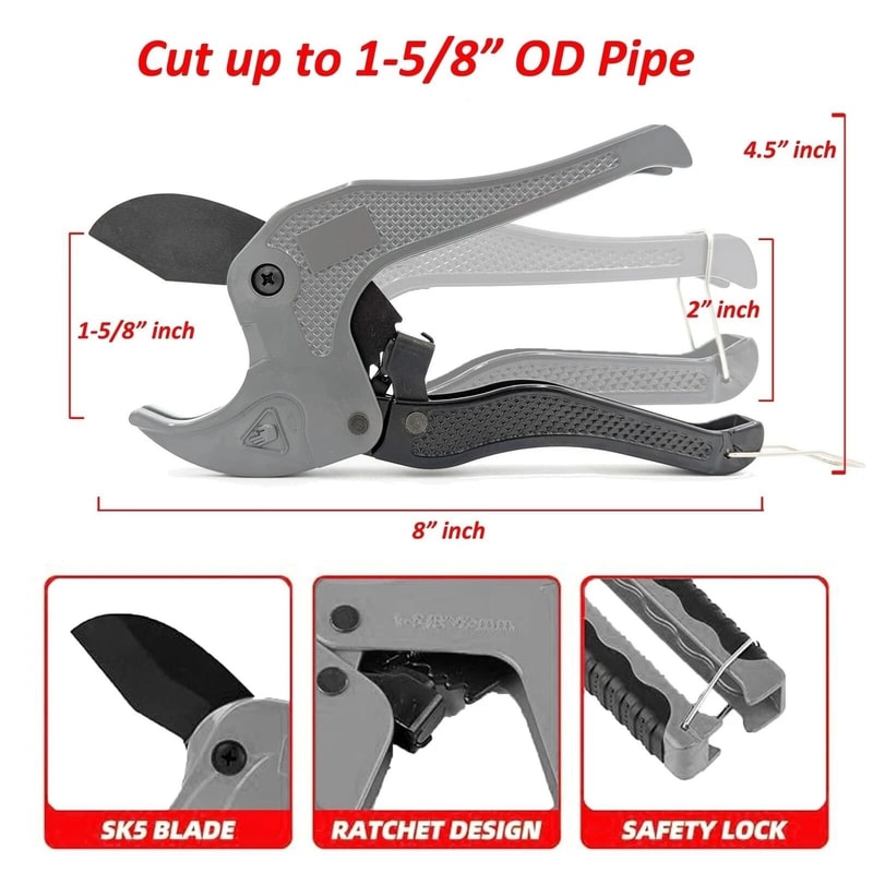 Ratcheting Pipe Cutter With Carbon Steel Blade For PVC And PEX Pipes 3