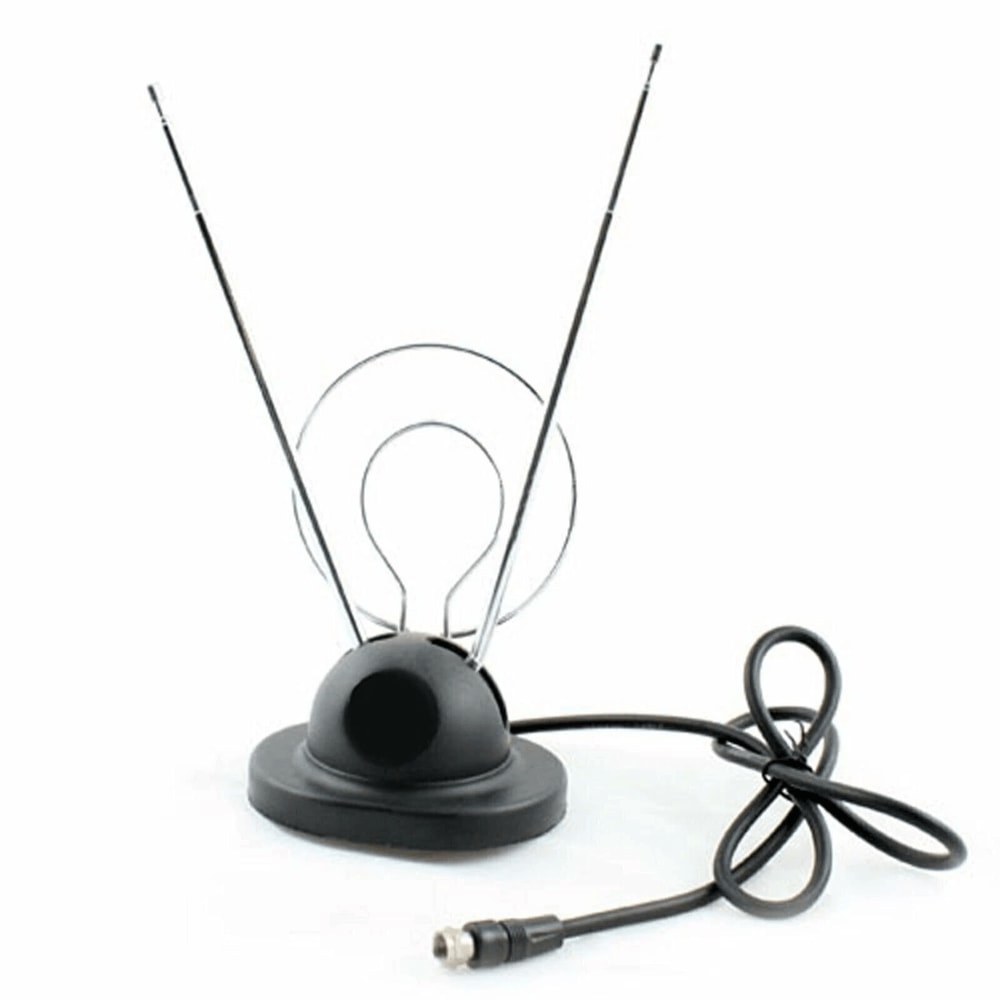 Universal Indoor Rabbit Ear TV Antenna For HDTV VHF UHF Dual Loop Coaxial High Quality Reception 1