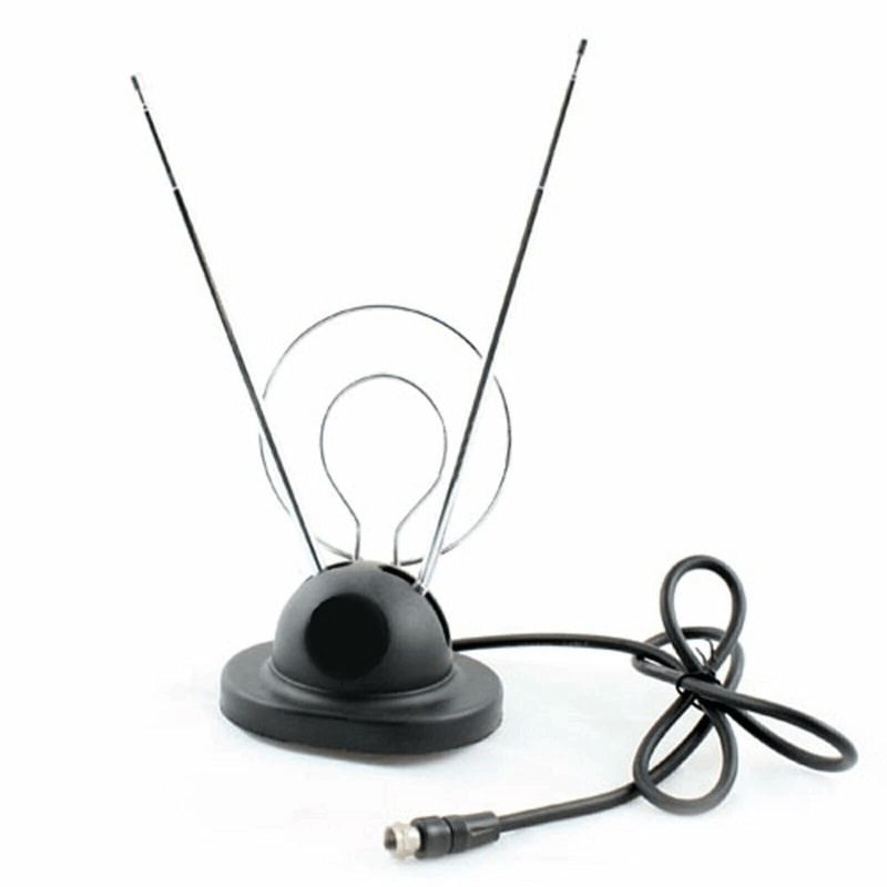 Universal Indoor Rabbit Ear TV Antenna For HDTV VHF UHF Dual Loop Coaxial High Quality Reception 1