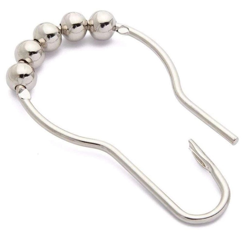 Rust Resistant Shower Curtain Hooks With Smooth Roller Ball Glide Polished Stainless Steel Rings 1