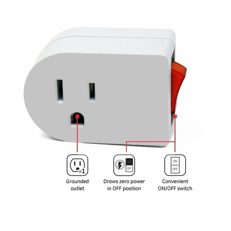 Grounded Power Wall Tap With Switch And Indicator Light For Safe One Outlet Control 2