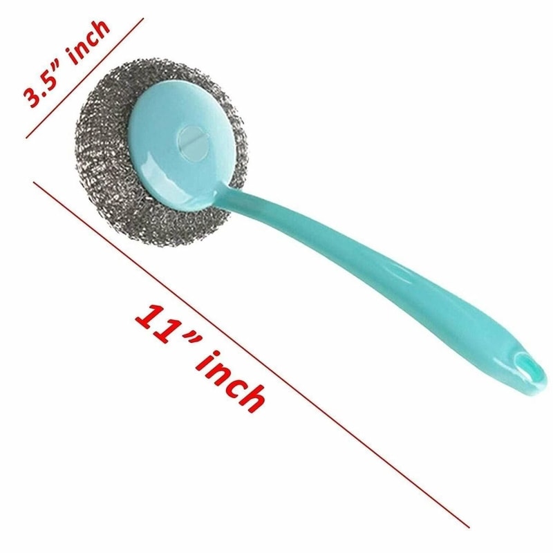 Heavy Duty Stainless Steel Scrubber With Handle Ergonomic Kitchen Cleaning Brush 2